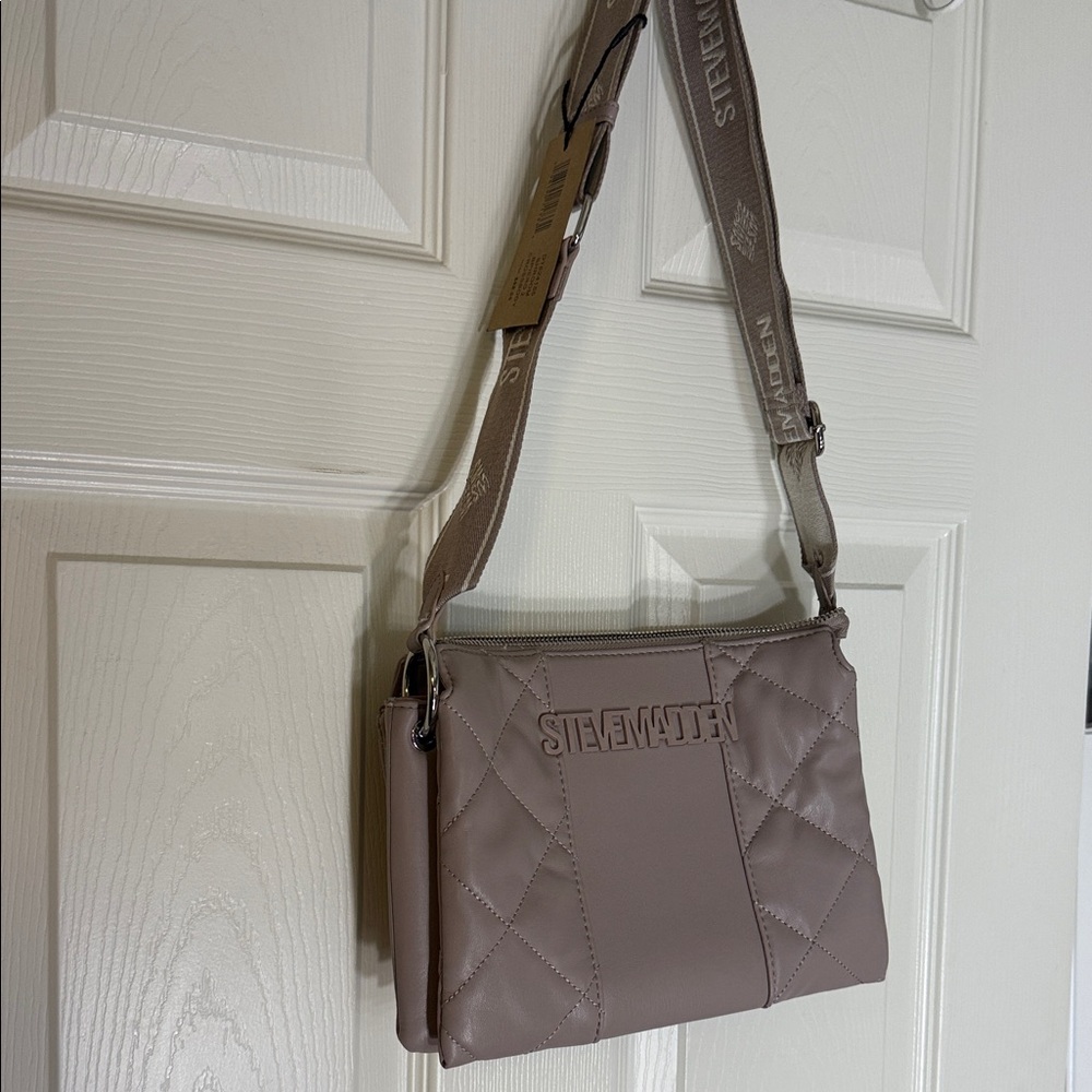 Steve Madden Quilted Beige Crossbody Bag